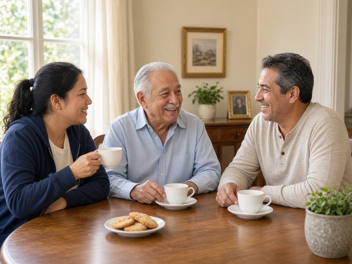 Family and caregiver during home care in Woburn